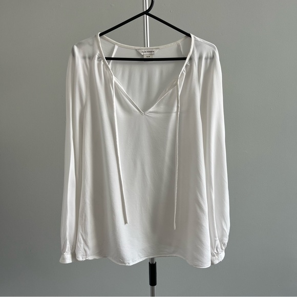 Club Monaco White Tie Neck Swing Blouse - Picture 3 of 6